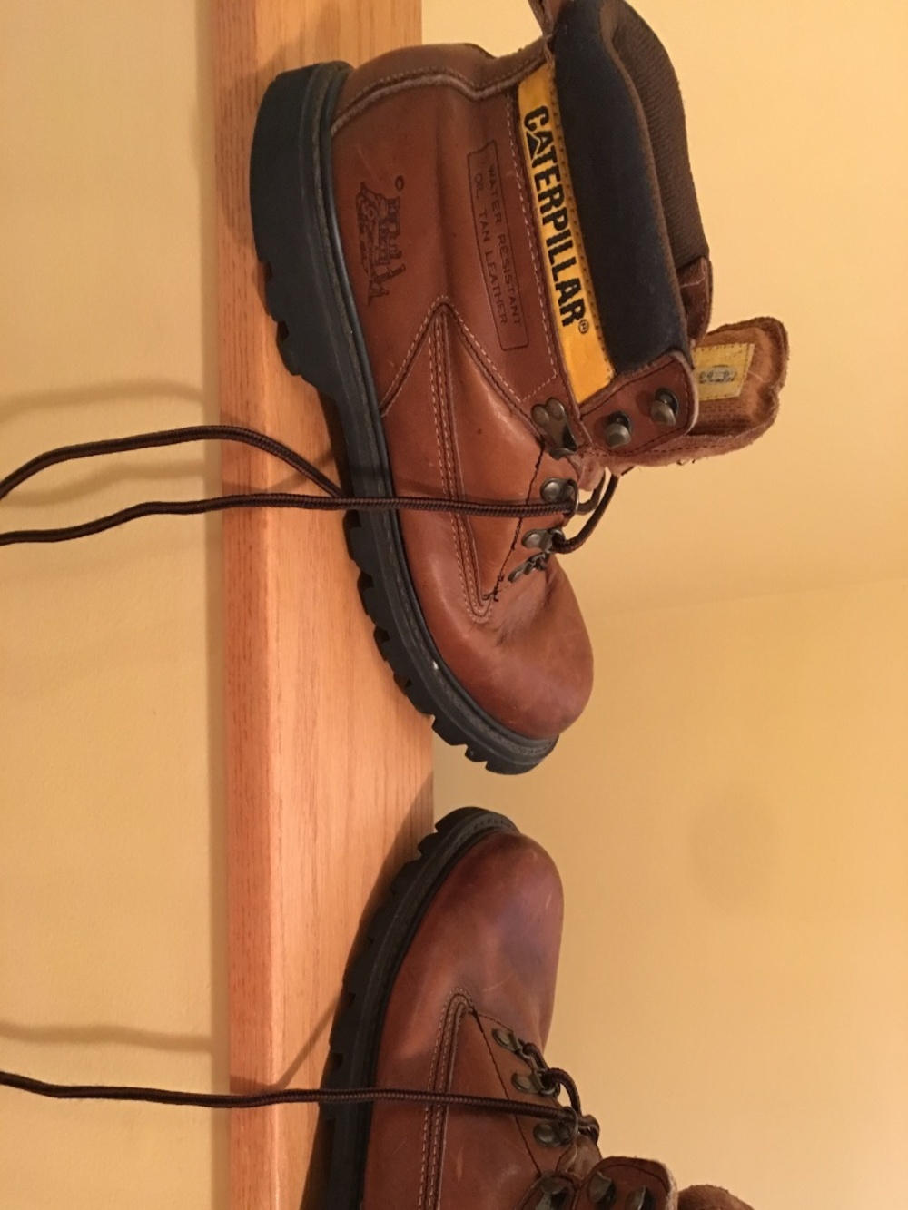 Vintage 90s Caterpillar Waterproof Oil Tan Leather Work Boots - US 7.5 Wide
